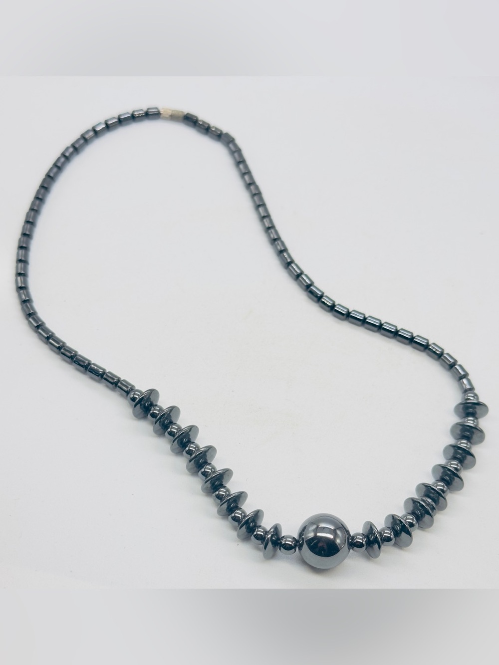 Hematite Bead Necklace Jewelry Disc Round Barrel Strand Y2K